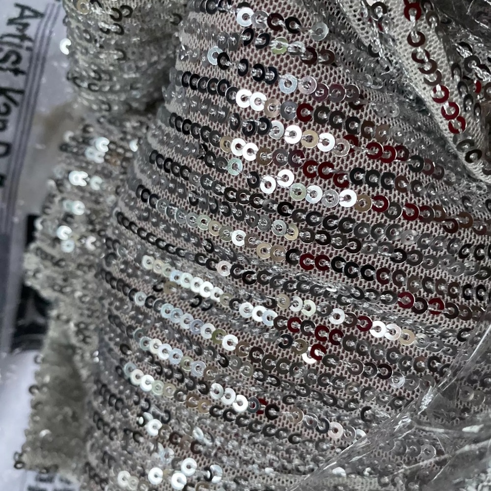 Sequined Robe Dress Silver Size L - Picture 5 of 16